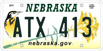 NE license plate ATX413