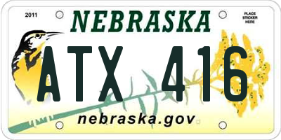 NE license plate ATX416