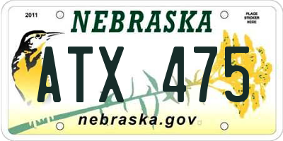 NE license plate ATX475