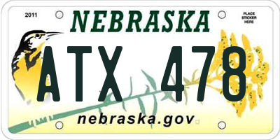 NE license plate ATX478