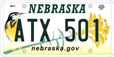 NE license plate ATX501