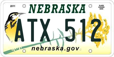 NE license plate ATX512