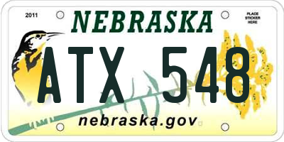 NE license plate ATX548