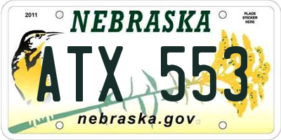 NE license plate ATX553