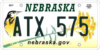 NE license plate ATX575