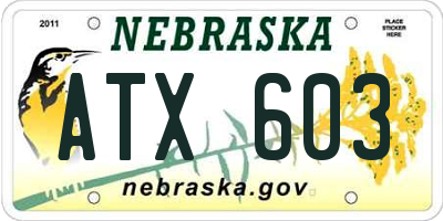 NE license plate ATX603
