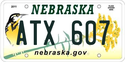 NE license plate ATX607