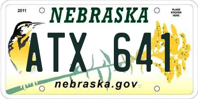 NE license plate ATX641