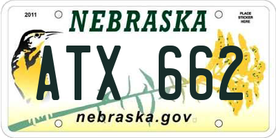 NE license plate ATX662