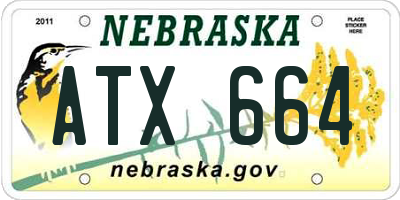 NE license plate ATX664