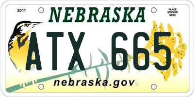 NE license plate ATX665