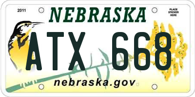 NE license plate ATX668