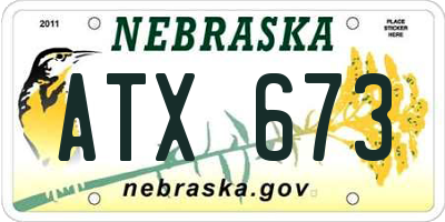 NE license plate ATX673