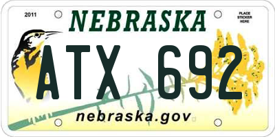 NE license plate ATX692