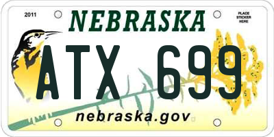 NE license plate ATX699