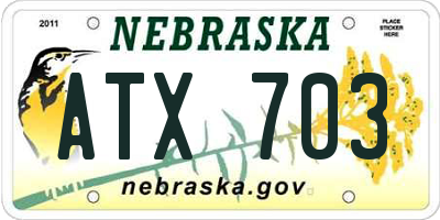 NE license plate ATX703