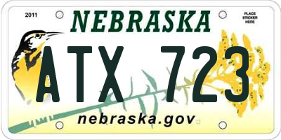 NE license plate ATX723