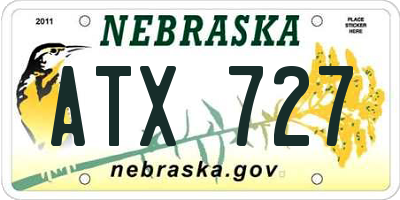 NE license plate ATX727