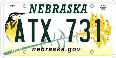 NE license plate ATX731