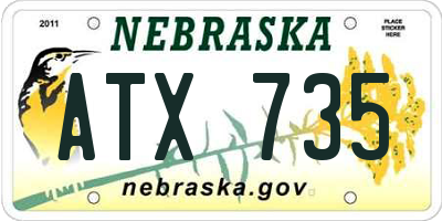 NE license plate ATX735