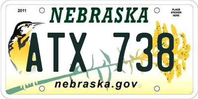NE license plate ATX738