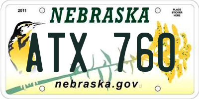NE license plate ATX760