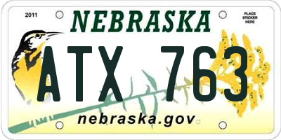 NE license plate ATX763