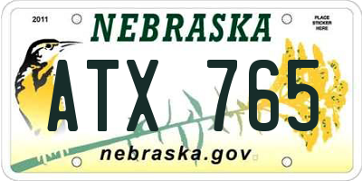 NE license plate ATX765
