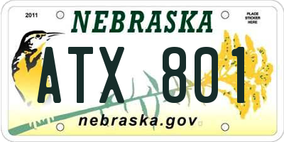 NE license plate ATX801