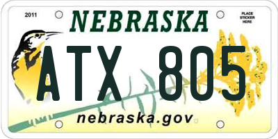 NE license plate ATX805