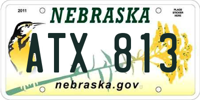 NE license plate ATX813