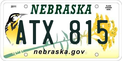 NE license plate ATX815