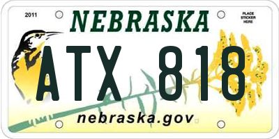 NE license plate ATX818