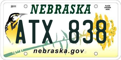 NE license plate ATX838