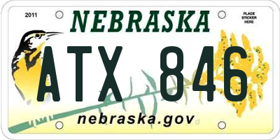 NE license plate ATX846