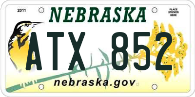 NE license plate ATX852