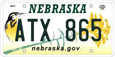 NE license plate ATX865
