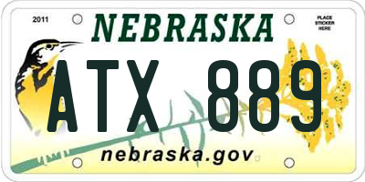 NE license plate ATX889