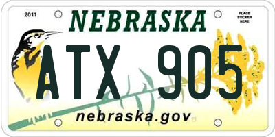 NE license plate ATX905