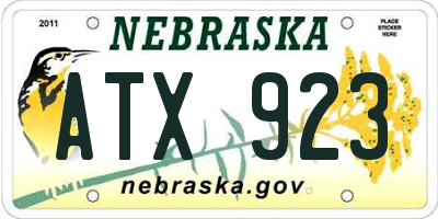 NE license plate ATX923