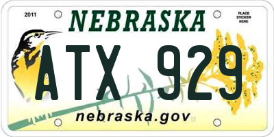 NE license plate ATX929