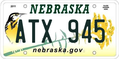 NE license plate ATX945