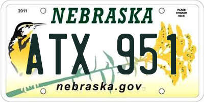 NE license plate ATX951