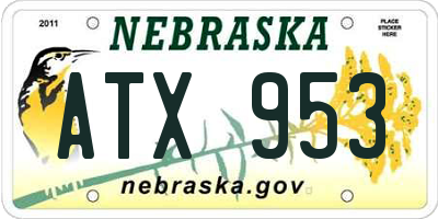 NE license plate ATX953