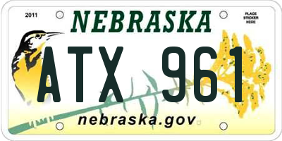 NE license plate ATX961