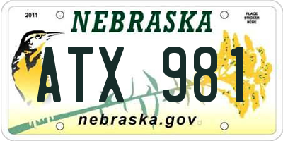 NE license plate ATX981