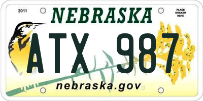 NE license plate ATX987