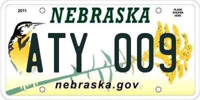 NE license plate ATY009