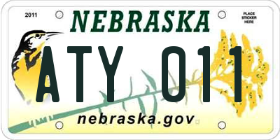 NE license plate ATY011