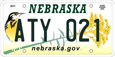 NE license plate ATY021